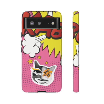 Bold Pink Pop Art Cat Phone Case - Pink Phone Case - Google Pixel 6 / Glossy