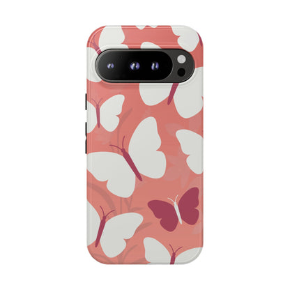 Minimalist Pink Butterfly Pattern Phone Case - Pink Phone Case - Google Pixel 9 Pro / Glossy