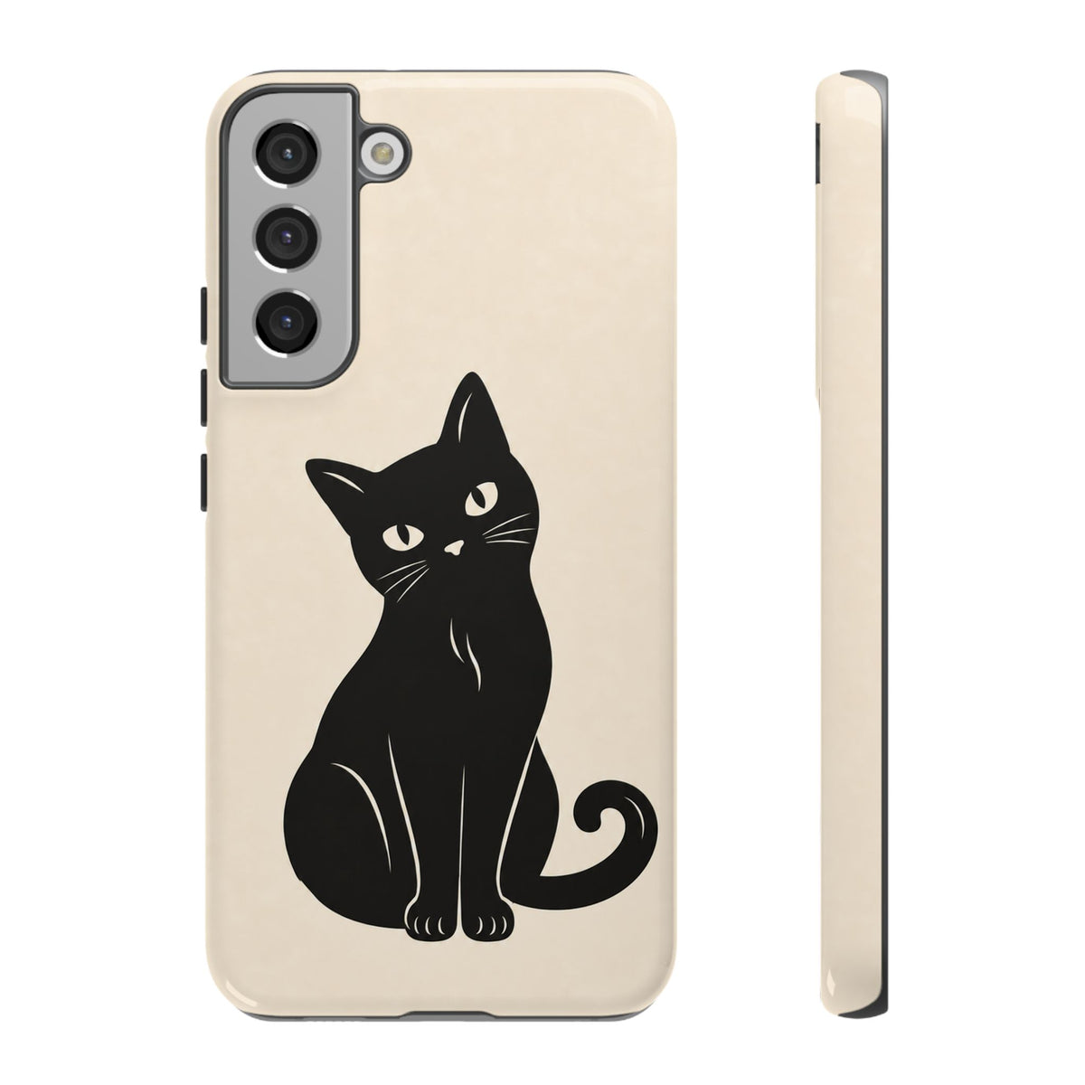 Minimalist Cream & Black Cat Phone Case
