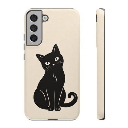 Minimalist Cream & Black Cat Phone Case