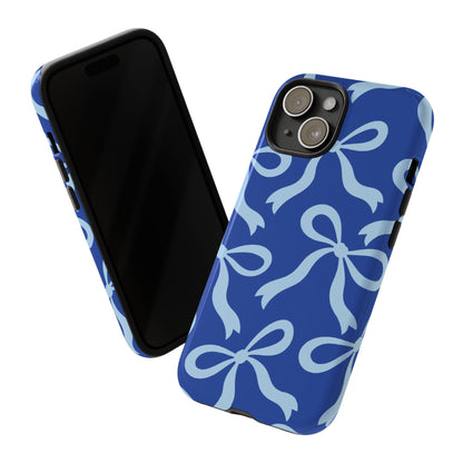 Bold Cobalt Blue and Powder Blue Bow Pattern Phone Case - Blue Phone Case