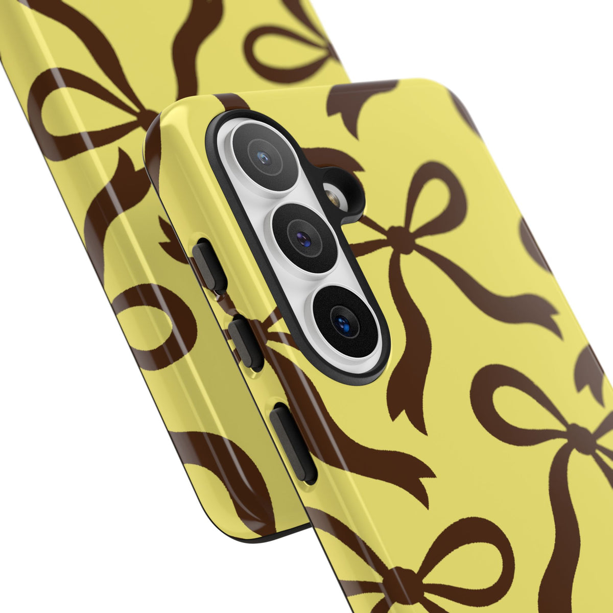 Bold Butter Yellow and Chocolate Brown Bow Pattern Phone Case - Yellow Phone Case