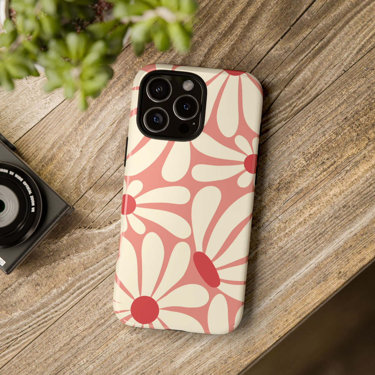 Cute Retro Pink Daisy Pattern Phone Case - Pink Phone Case