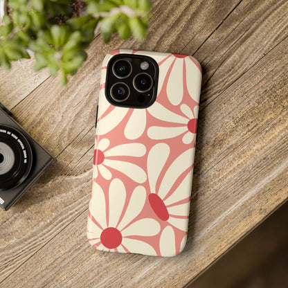 Cute Retro Pink Daisy Pattern Phone Case - Pink Phone Case