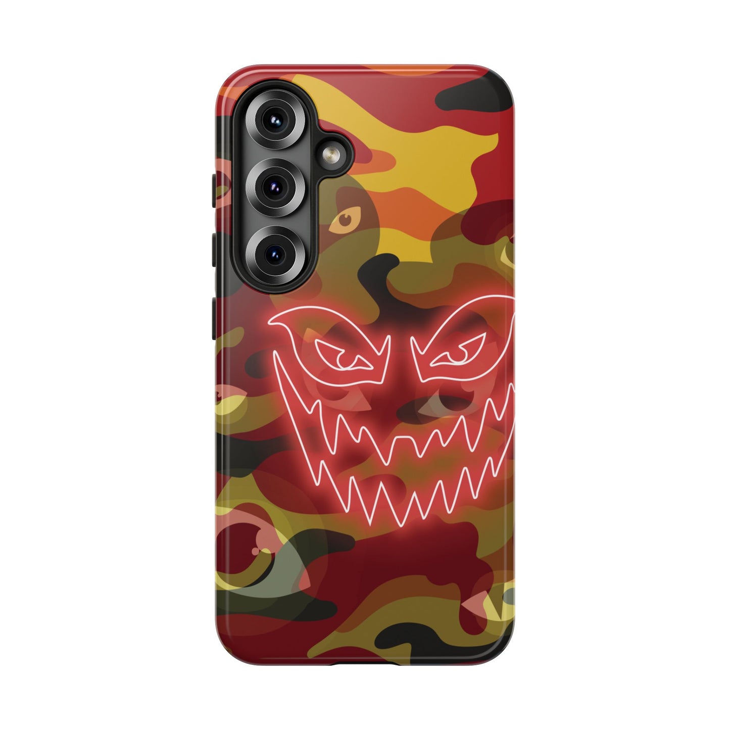 Inferno Neon Face Camo Phone Case - Red Phone Case - Samsung Galaxy S25 / Glossy