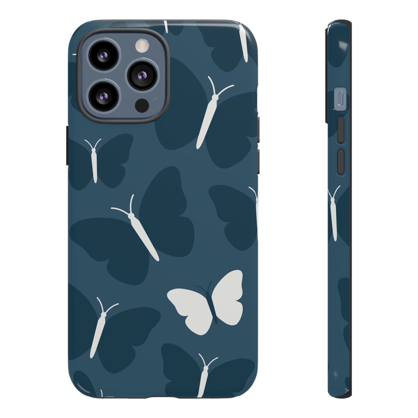 Minimalist Dark Blue Butterfly Pattern Phone Case - Blue Phone Case - iPhone 13 Pro Max / Glossy
