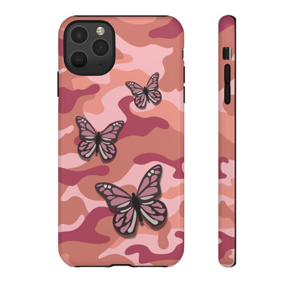 iPhone 11 Pro Max / Glossy Phone Case - Pink Butterfly Camo Phone Case
