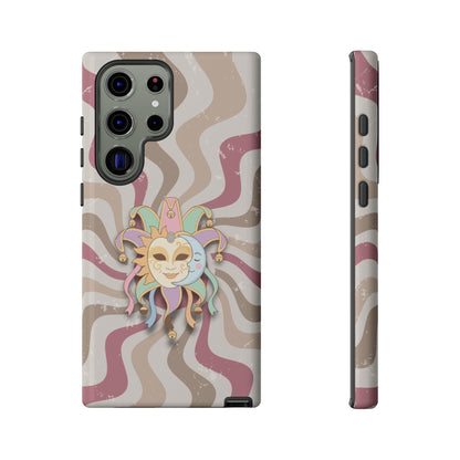 Sun & Moon Jester Mask – Pink Retro Wave Phone Case - Pink Phone Case - Samsung Galaxy S23 Ultra / Glossy