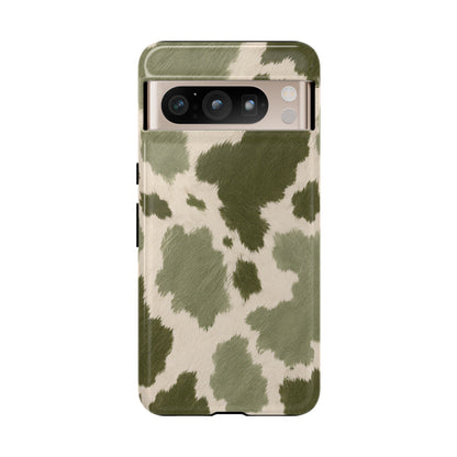 Stylish Olive Green Cow Print Phone Case