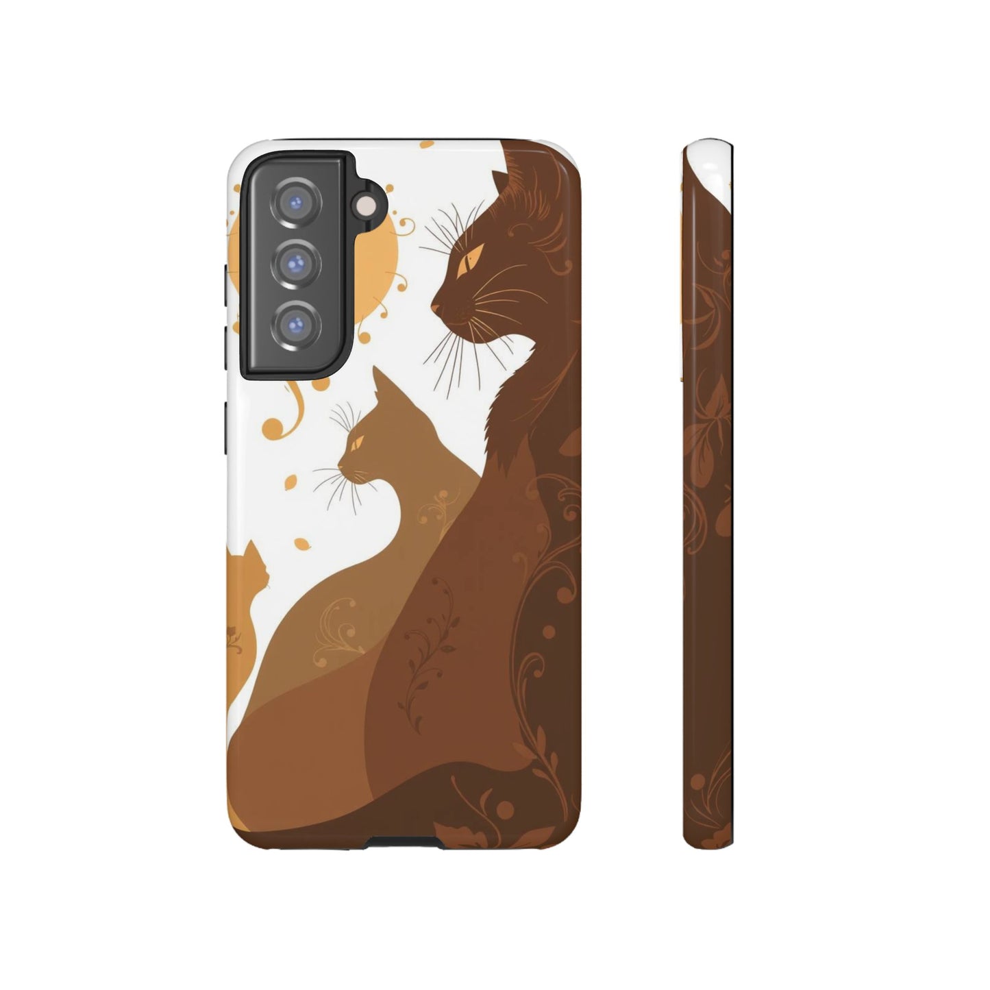 Samsung Galaxy S21 FE / Glossy Phone Case - Abstract Cat Pattern Design Phone Case