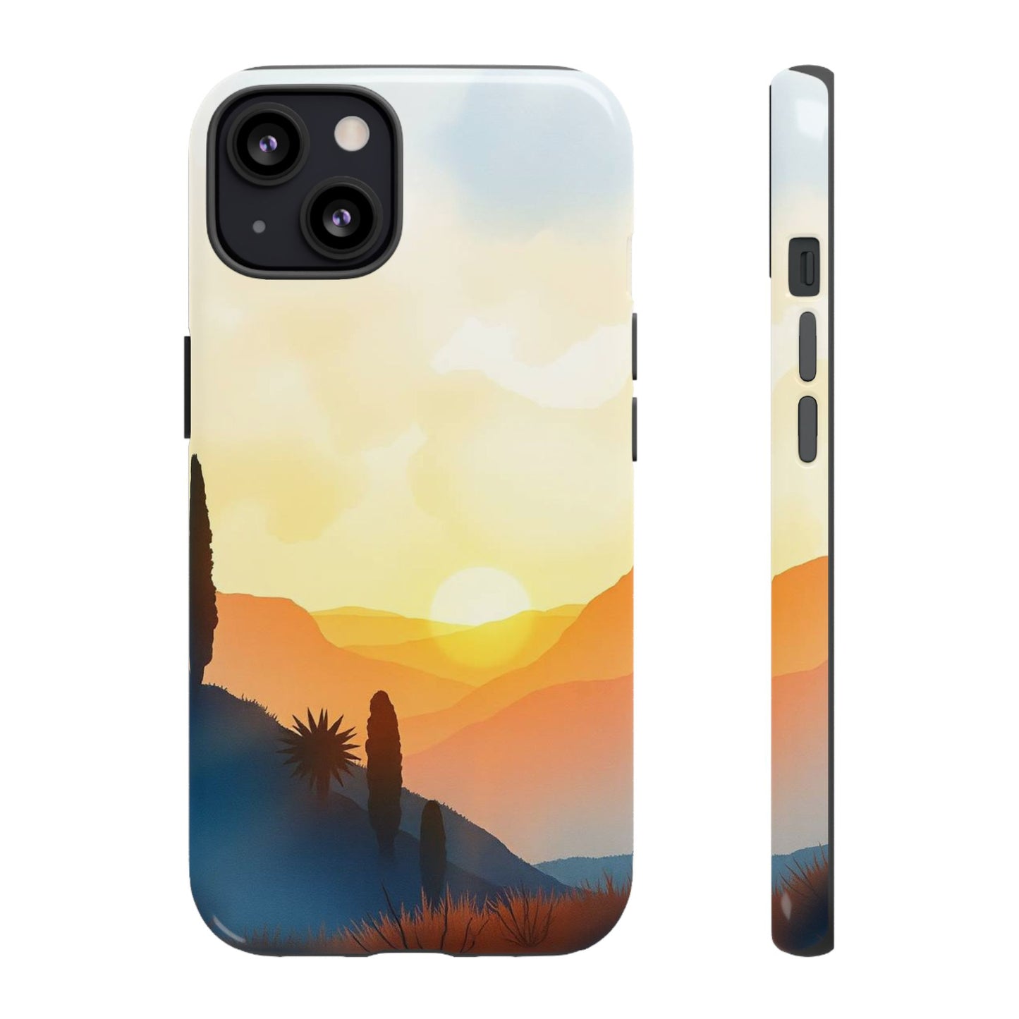 iPhone 13 / Glossy Phone Case - Watercolour Sunset Design Phone Case