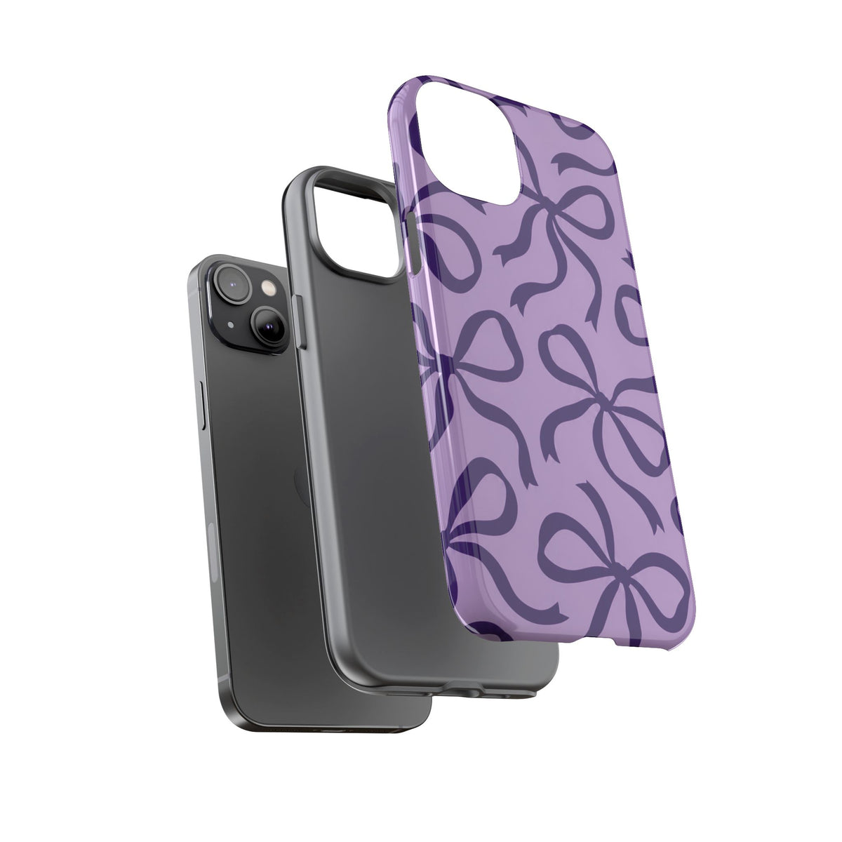 Bold Lilac and Deep Purple Bow Pattern Phone Case