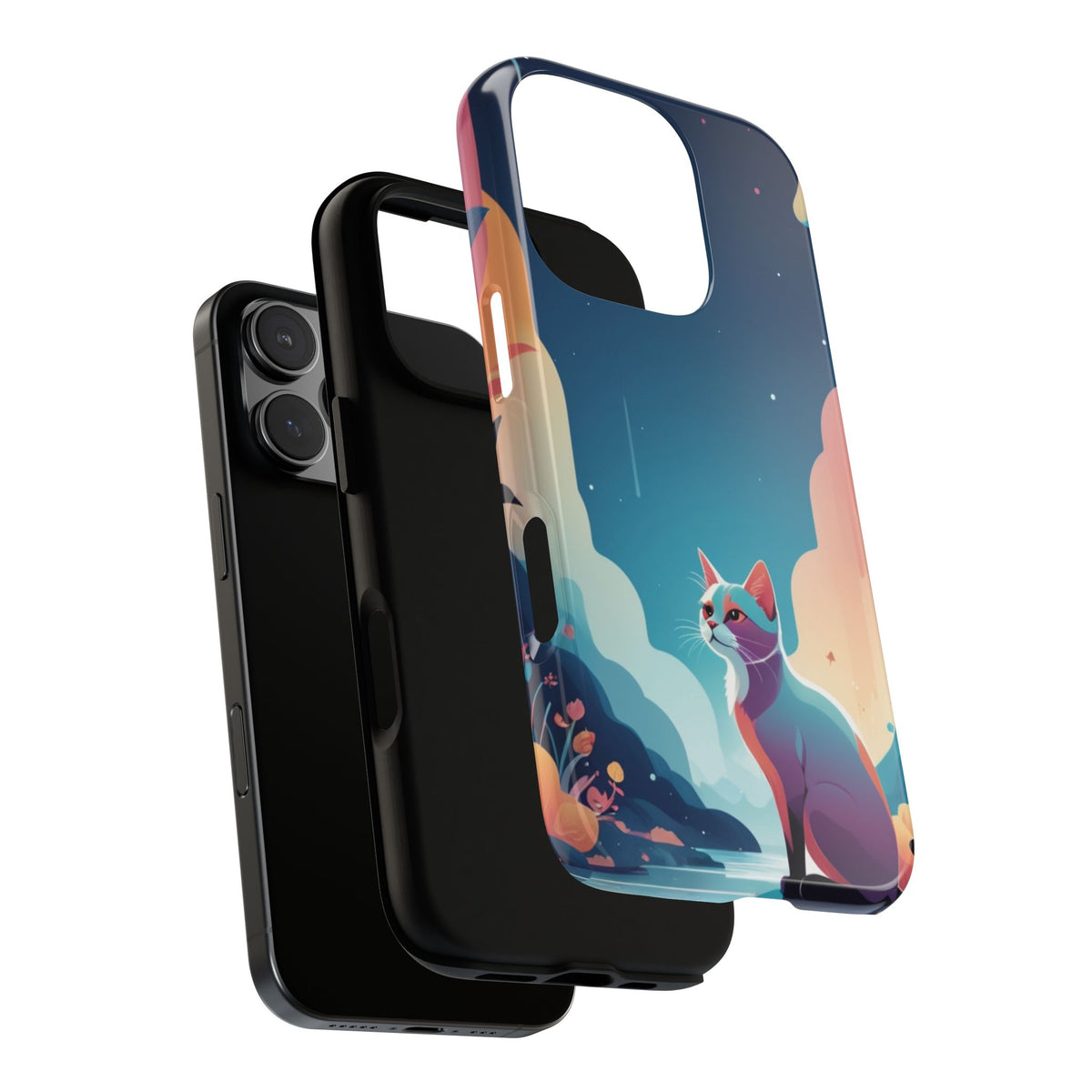 Stylised Cat Design Phone Case - Multicolor Phone Case
