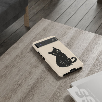 Minimalist Cream & Black Cat Phone Case