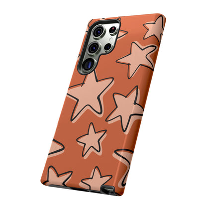 Burnt Orange Doodle Star Phone Case