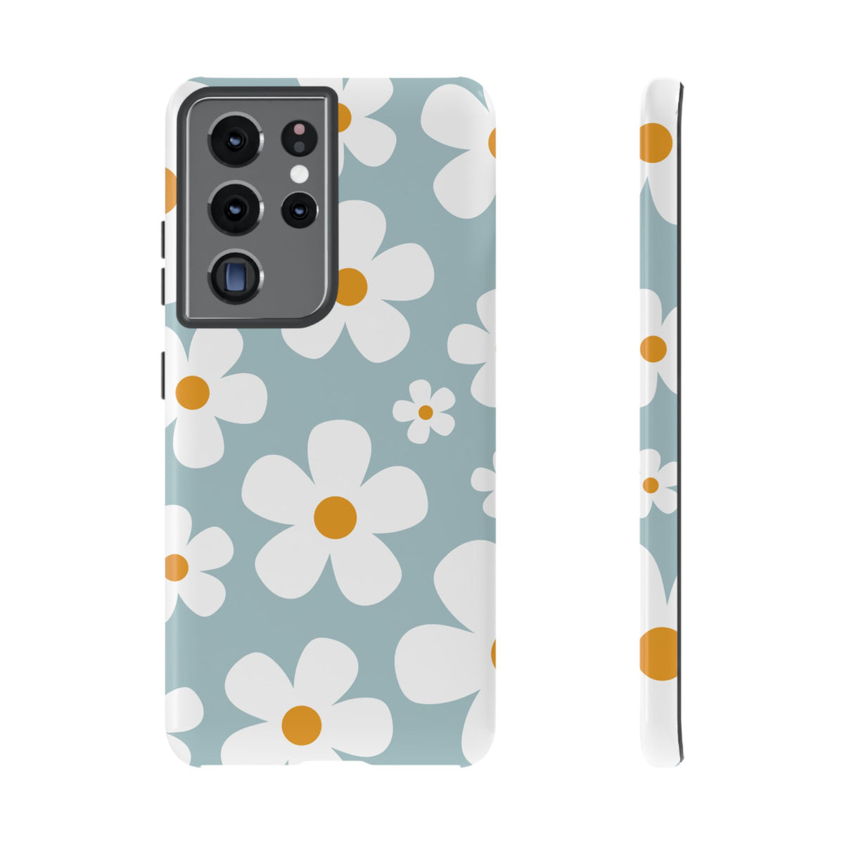 Cute Blue Daisy Pattern Phone Case - Blue Phone Case - Samsung Galaxy S21 Ultra / Glossy
