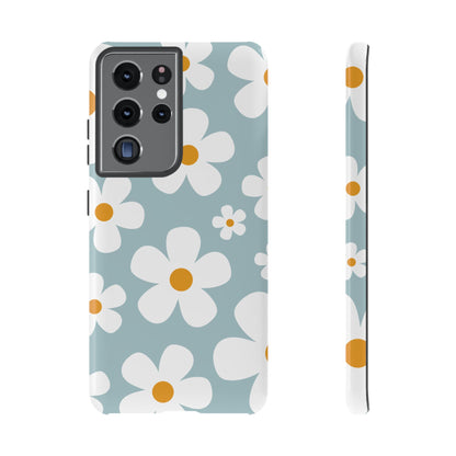 Cute Blue Daisy Pattern Phone Case - Blue Phone Case - Samsung Galaxy S21 Ultra / Glossy