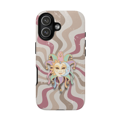 Sun & Moon Jester Mask – Pink Retro Wave Phone Case - Pink Phone Case - iPhone 17 / Glossy