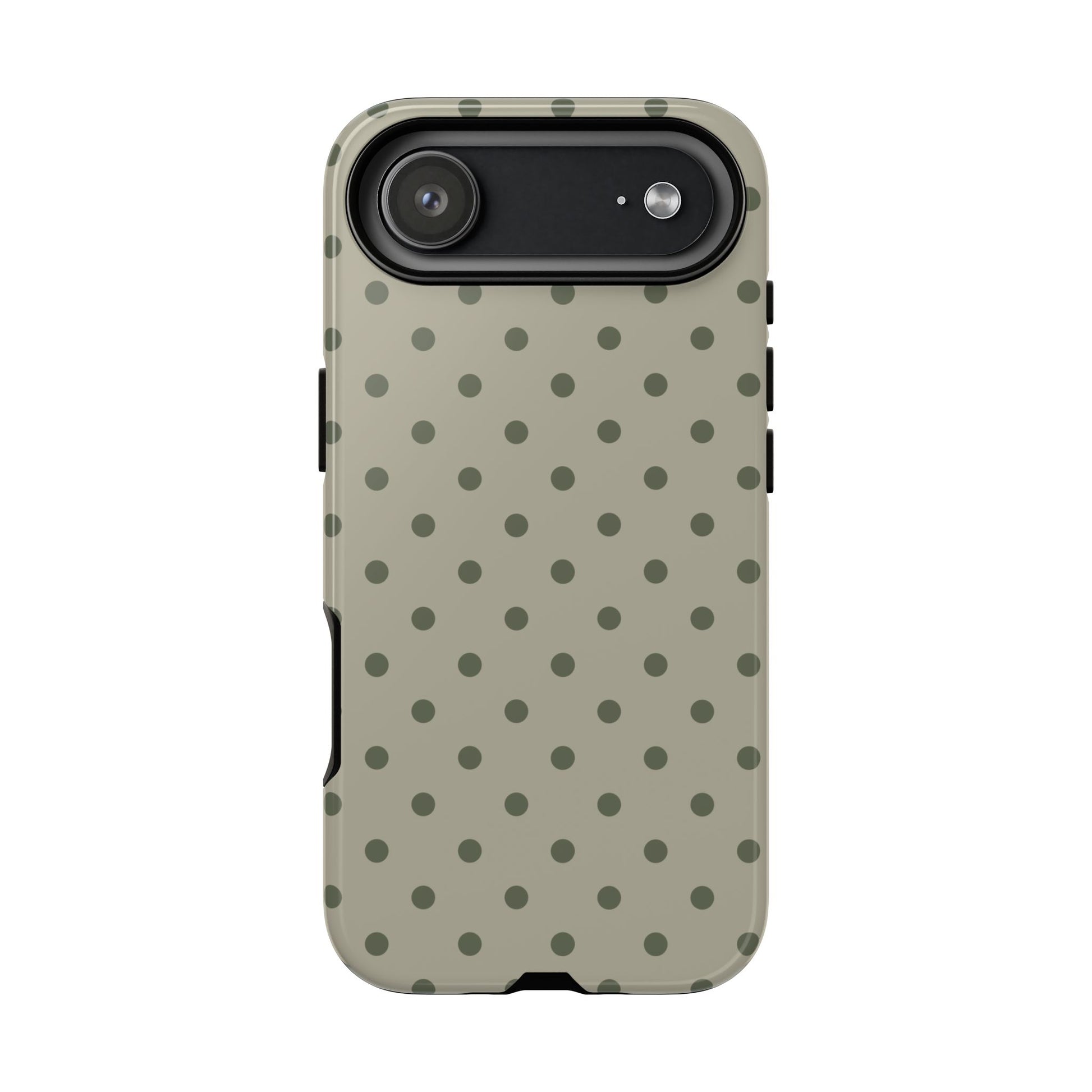 iPhone 17 Air / Glossy Phone Case - Green & Dark Green Dot Pattern Phone Case