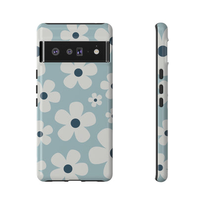 Google Pixel 6 Pro / Glossy Phone Case - Cute Light Blue Daisy Pattern Phone Case