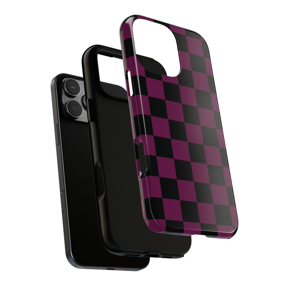 Trendy Plum & Black Checked Pattern Phone Case - Purple Phone Case
