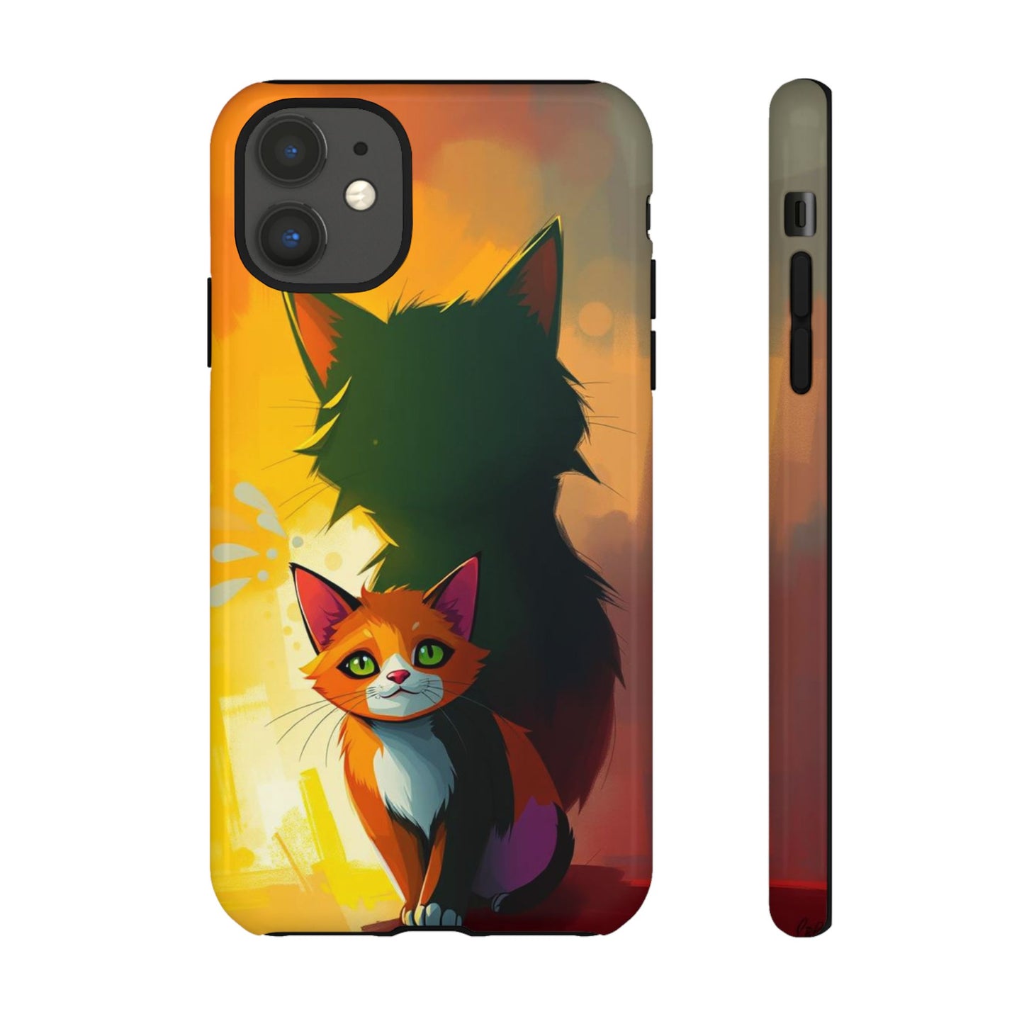 Acrylic Style Shadow Cat Design Phone Case