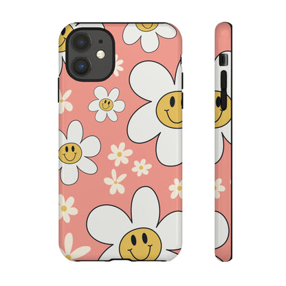 Fun Retro Daisy Pattern with Pink Background Phone Case - Pink Phone Case - iPhone 11 / Glossy