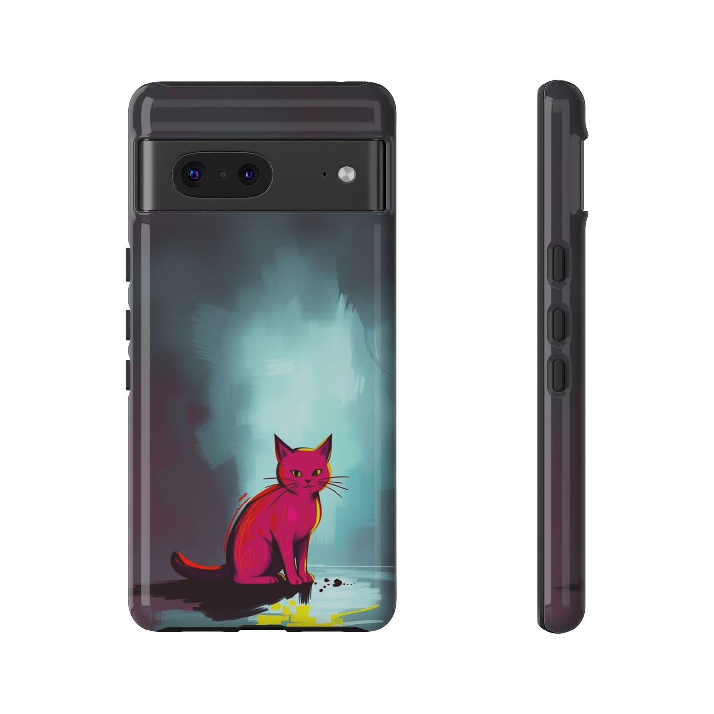 Google Pixel 7 / Glossy Phone Case - Pop Art Moody Cat Design Phone Case