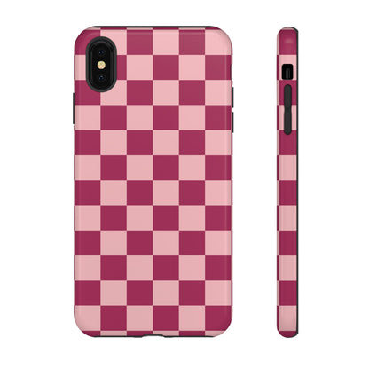 iPhone XS MAX / Glossy Phone Case - ’Pink Checkered Pattern’ Phone Case