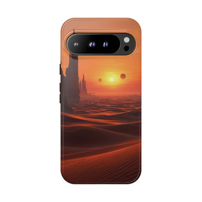 Twin Suns Desert World Sci-fi Phone Case - Orange Phone Case - Google Pixel 9 Pro XL / Glossy