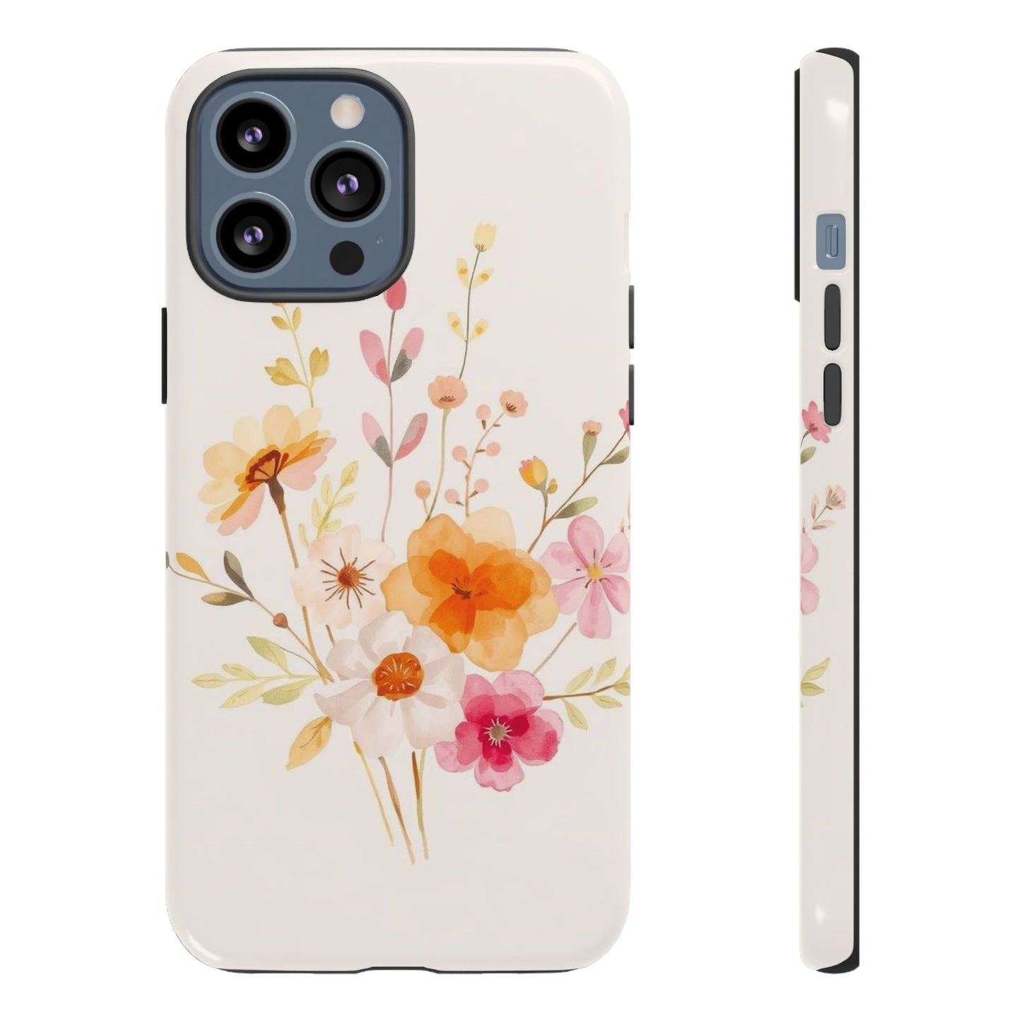 iPhone 13 Pro Max / Glossy Phone Case - Boho Chic Watercolour Flower Pattern Phone Case