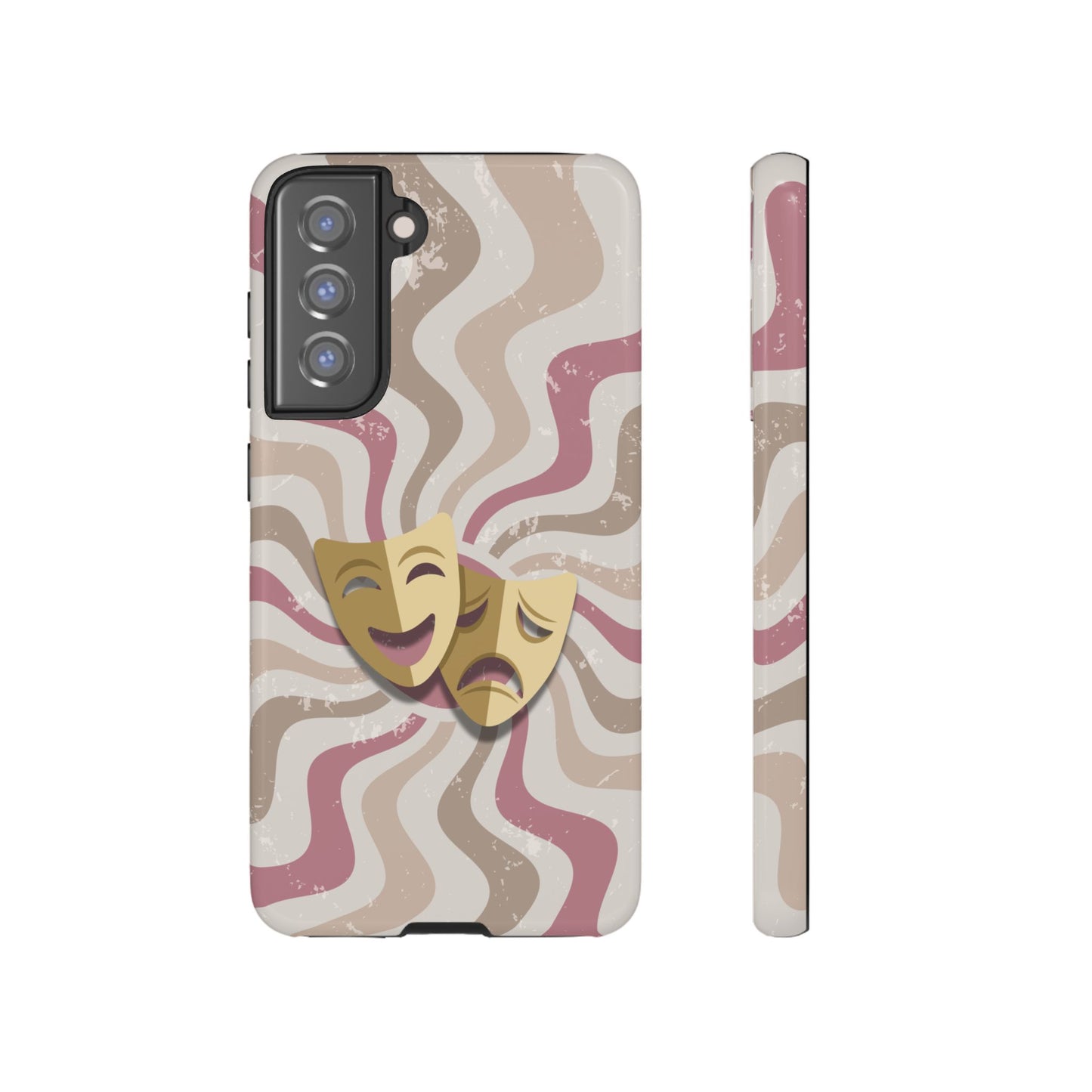 Comedy & Tragedy Masks – Pink Minimal Retro Wave Phone Case - Pink Phone Case - Samsung Galaxy S21 FE / Glossy