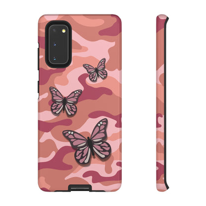 Samsung Galaxy S20 / Glossy Phone Case - Pink Butterfly Camo Phone Case