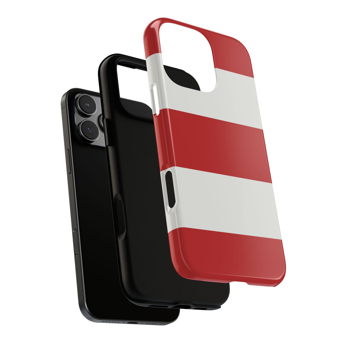 Red & White Horizontal Stripe Pattern Phone Case - Red Phone Case