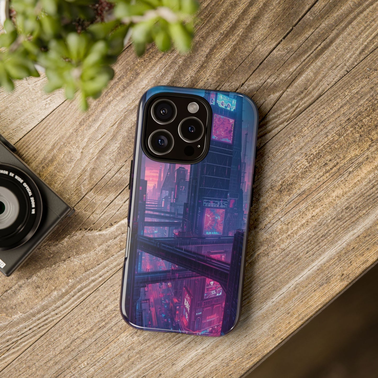 Neon Cyberpunk Megacity Sci-fi Phone Case - Blue Phone Case