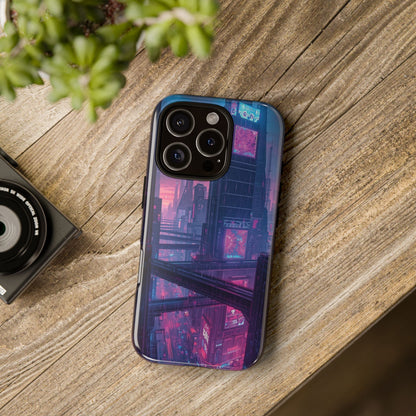 Neon Cyberpunk Megacity Sci-fi Phone Case - Blue Phone Case