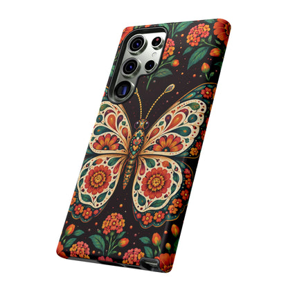 Vibrant Terracotta and Teal Calavera Butterfly Phone Case - Multicolor Phone Case