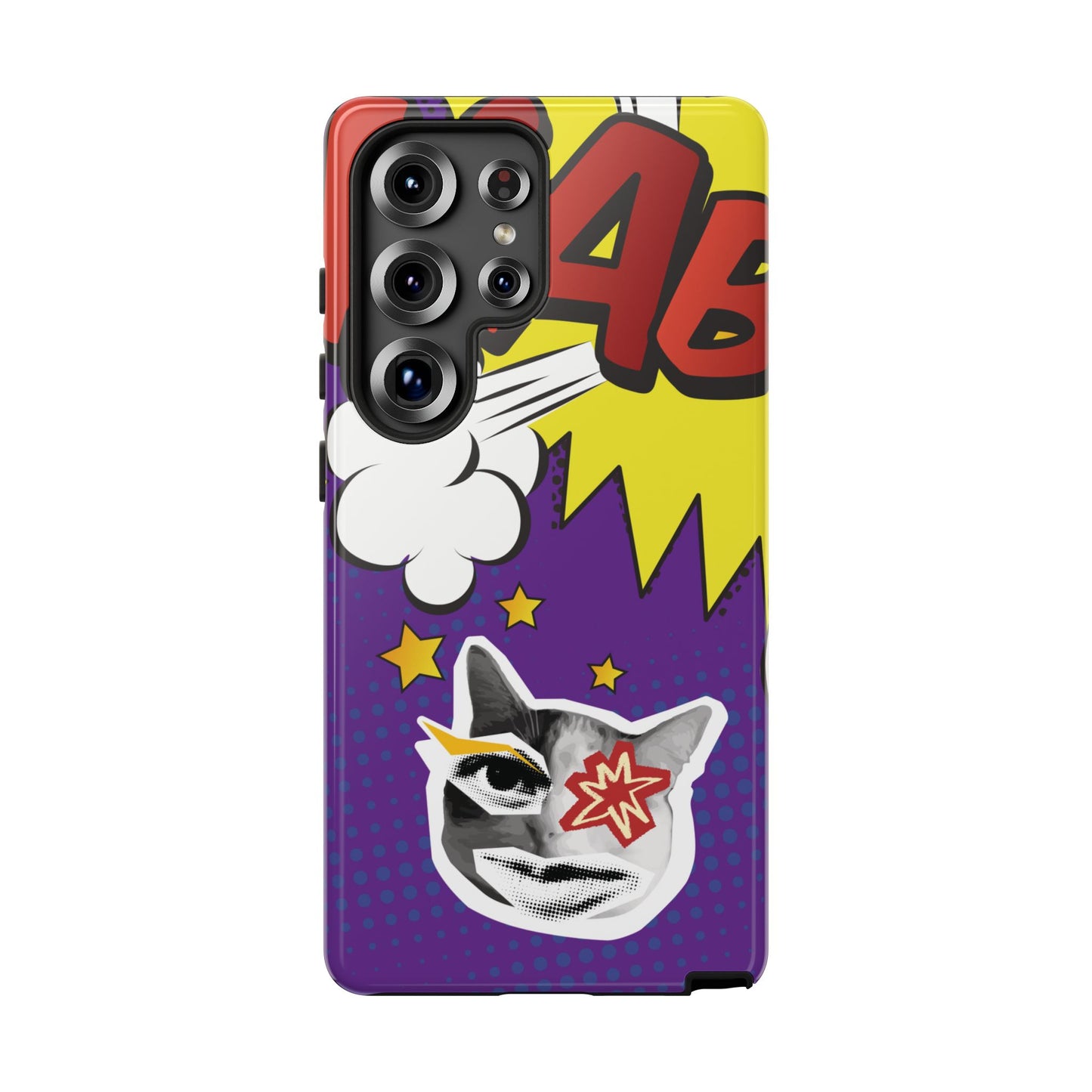 Bold Purple Pop Art Cat Phone Case - Purple Phone Case - Samsung Galaxy S25 Ultra / Glossy