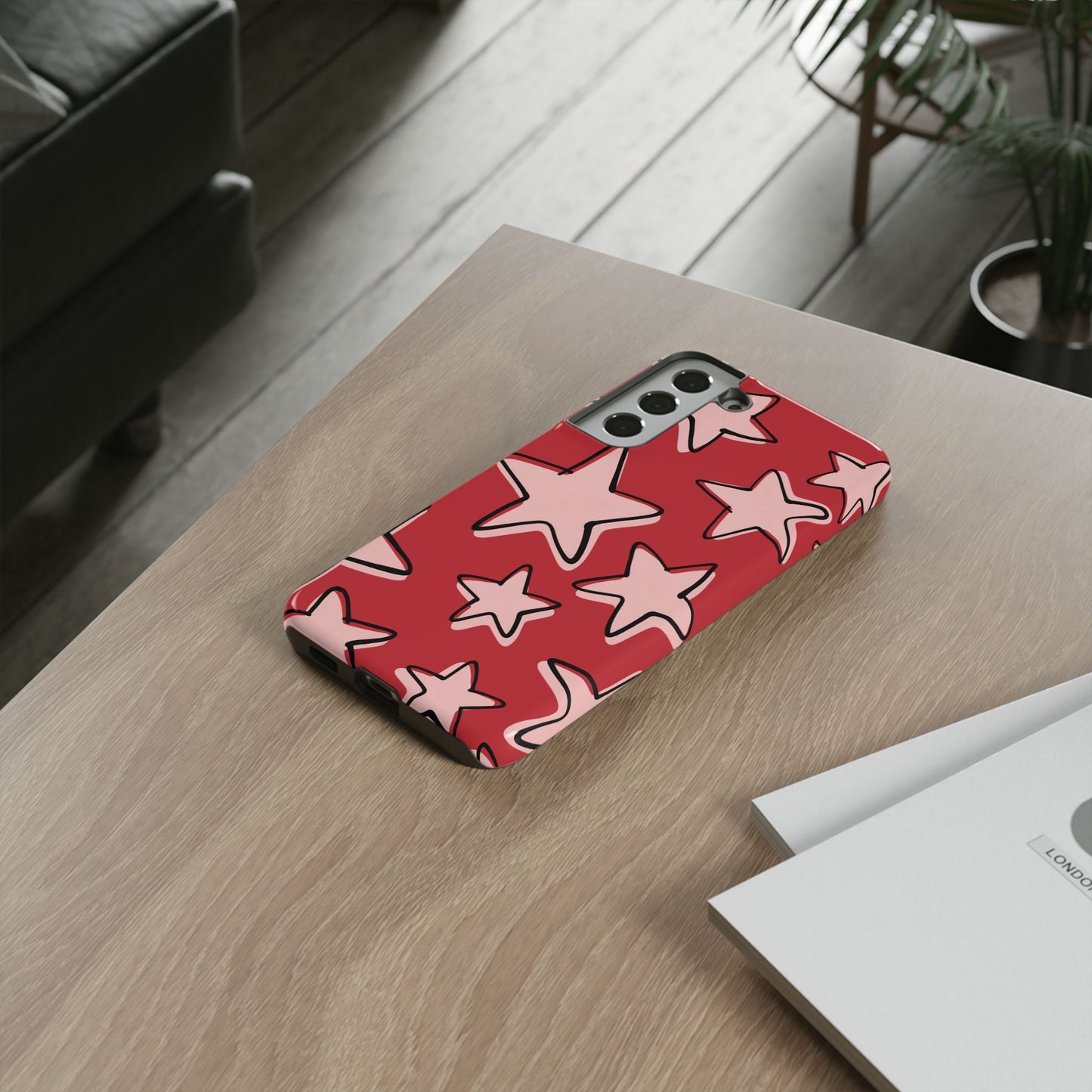 Cherry Red Doodle Star Phone Case