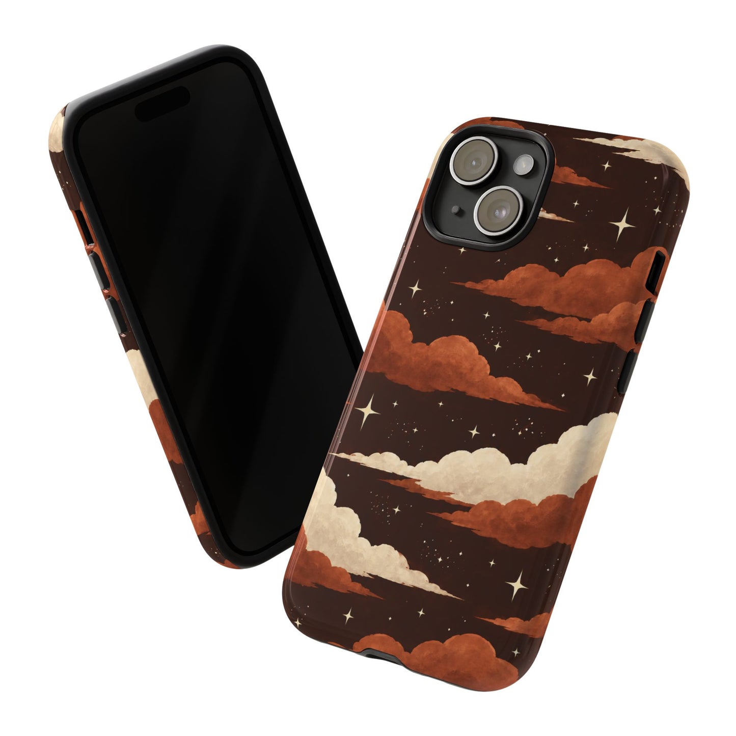 Illustrated Burnt Orange Clouds & Stars Phone Case