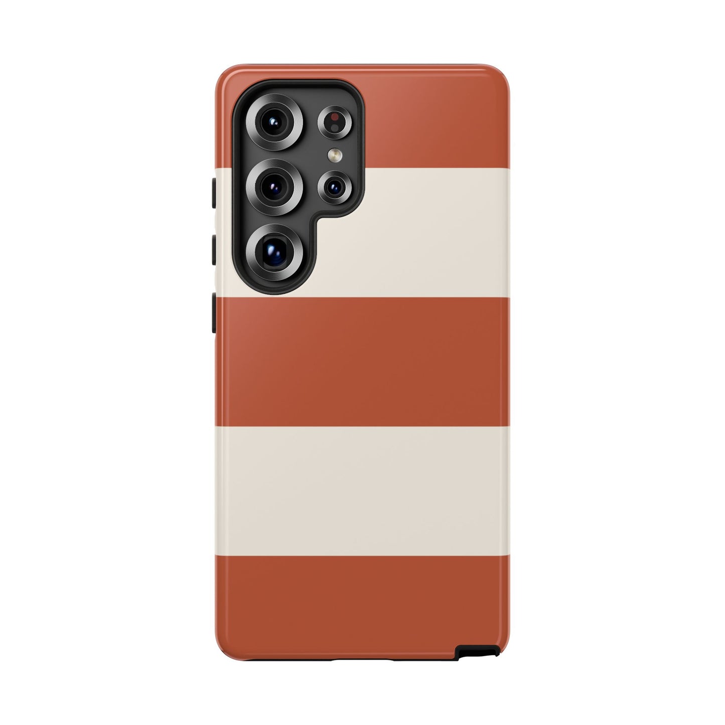 Samsung Galaxy S25 Ultra / Glossy Phone Case - Terracotta Horizontal Stripe Pattern Phone Case