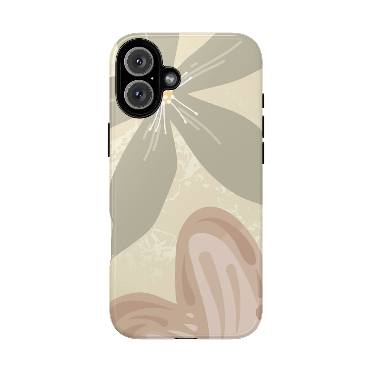 Hibiscus Heart Pattern Phone Case - Beige Phone Case - iPhone 16 Plus / Glossy