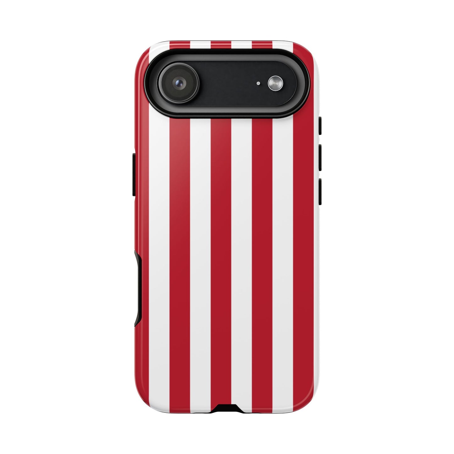 iPhone 17 Air / Glossy Phone Case - Simple Dark Pink & White Stripe Pattern Phone Case