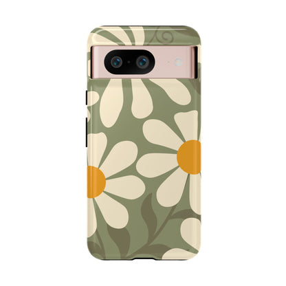 Retro Green Daisy Pattern #2 Phone Case - Green Phone Case - Google Pixel 8 / Glossy