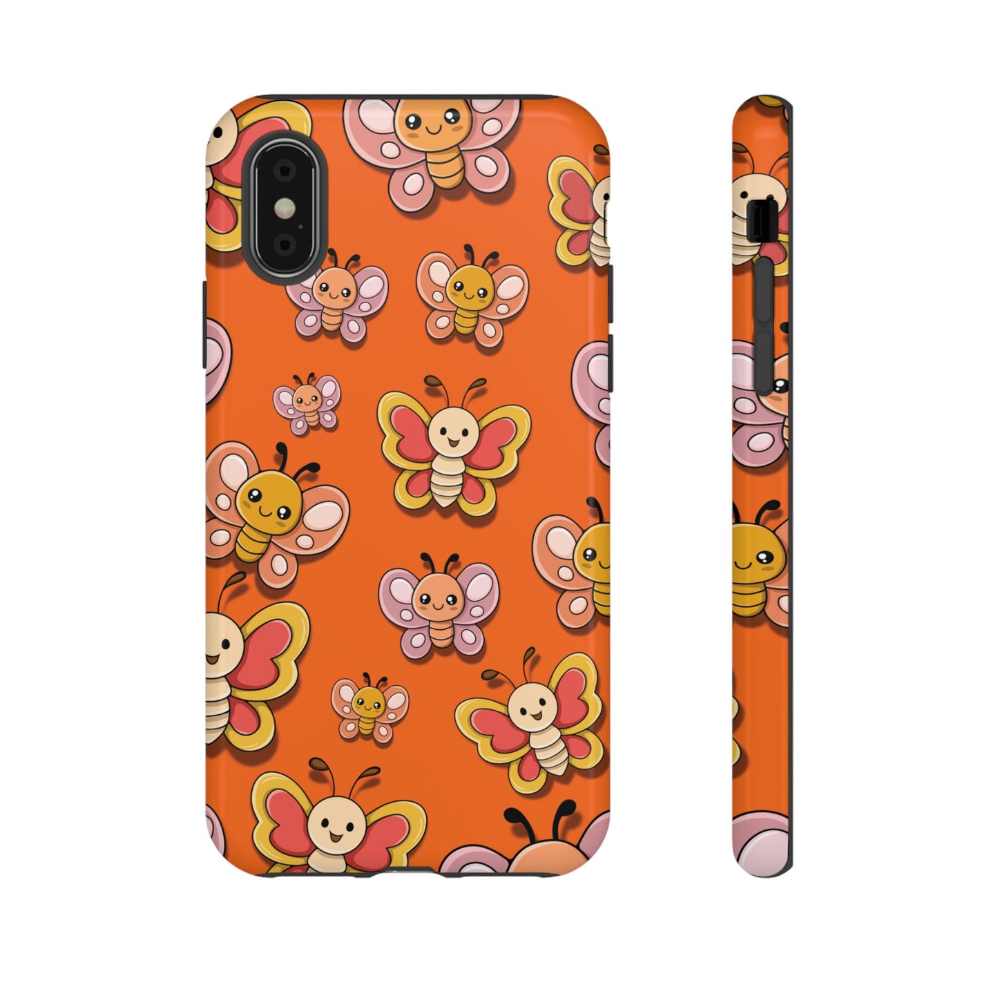 iPhone XS / Glossy Phone Case - Orange Butterfly Sticker Design Phone Case