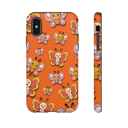 iPhone XS / Glossy Phone Case - Orange Butterfly Sticker Design Phone Case
