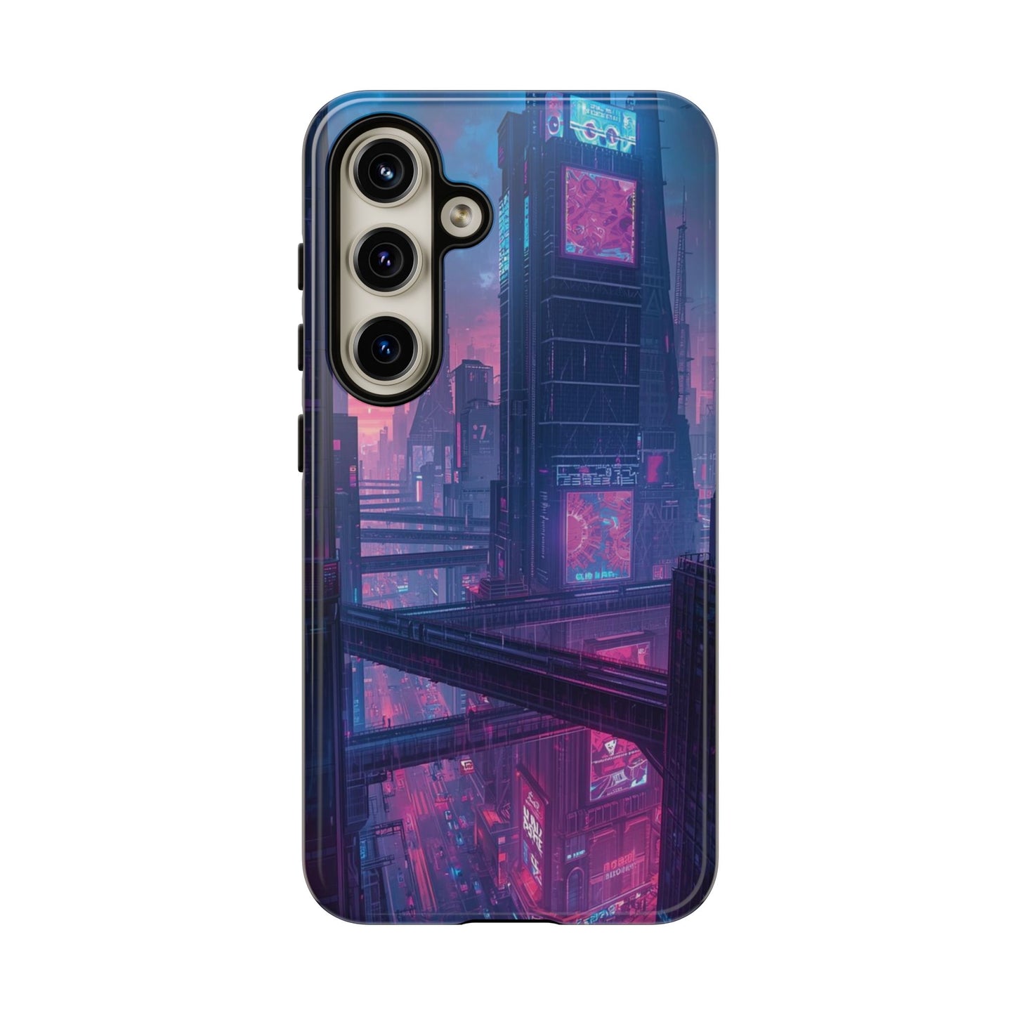 Neon Cyberpunk Megacity Sci-fi Phone Case - Blue Phone Case - Samsung Galaxy S24 / Glossy