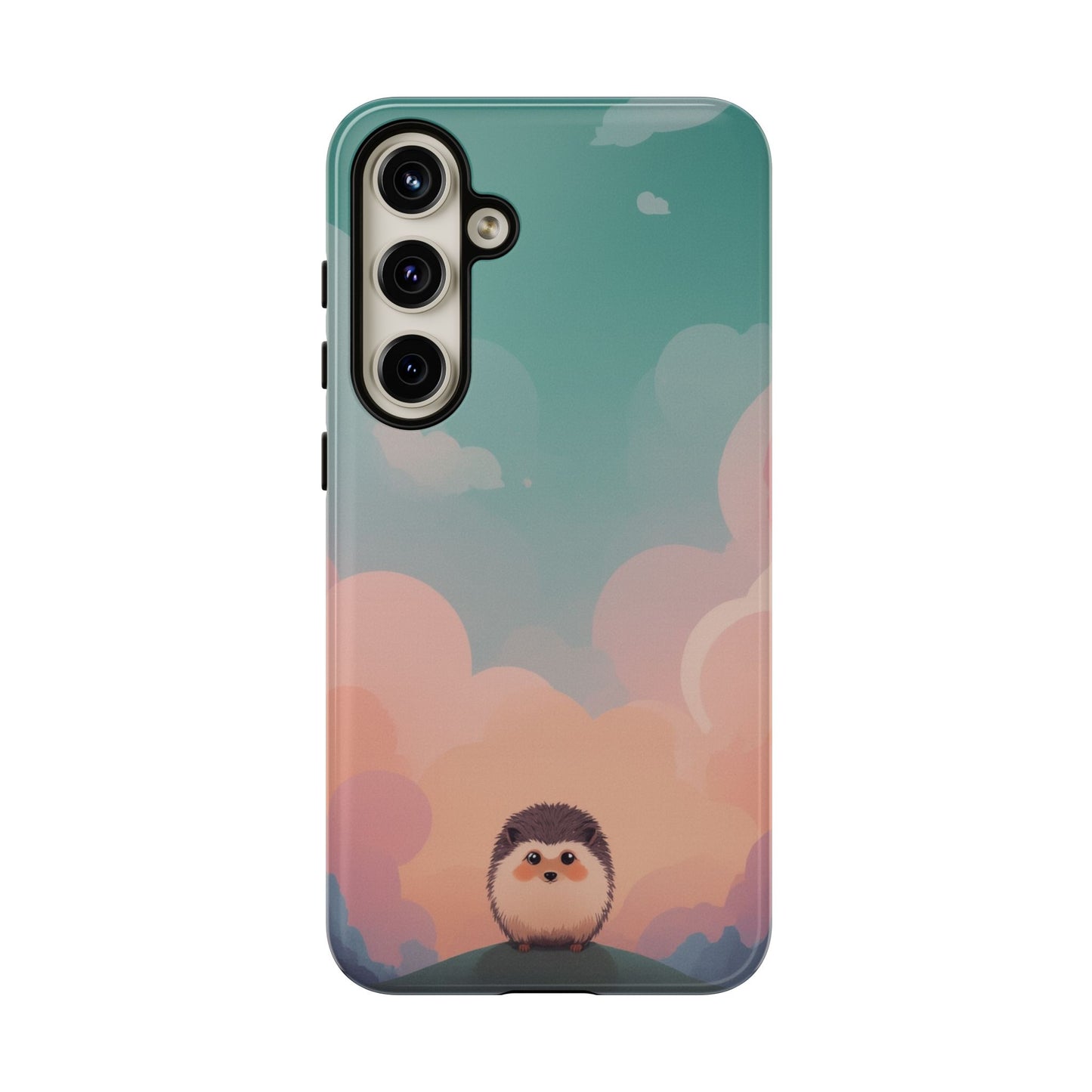 Samsung Galaxy S24 Plus / Glossy Phone Case - Cute Hedgehog & Cloud Design Phone Case