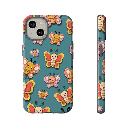 Blue Butterfly Sticker Design Phone Case - Blue Phone Case - iPhone 14 / Glossy