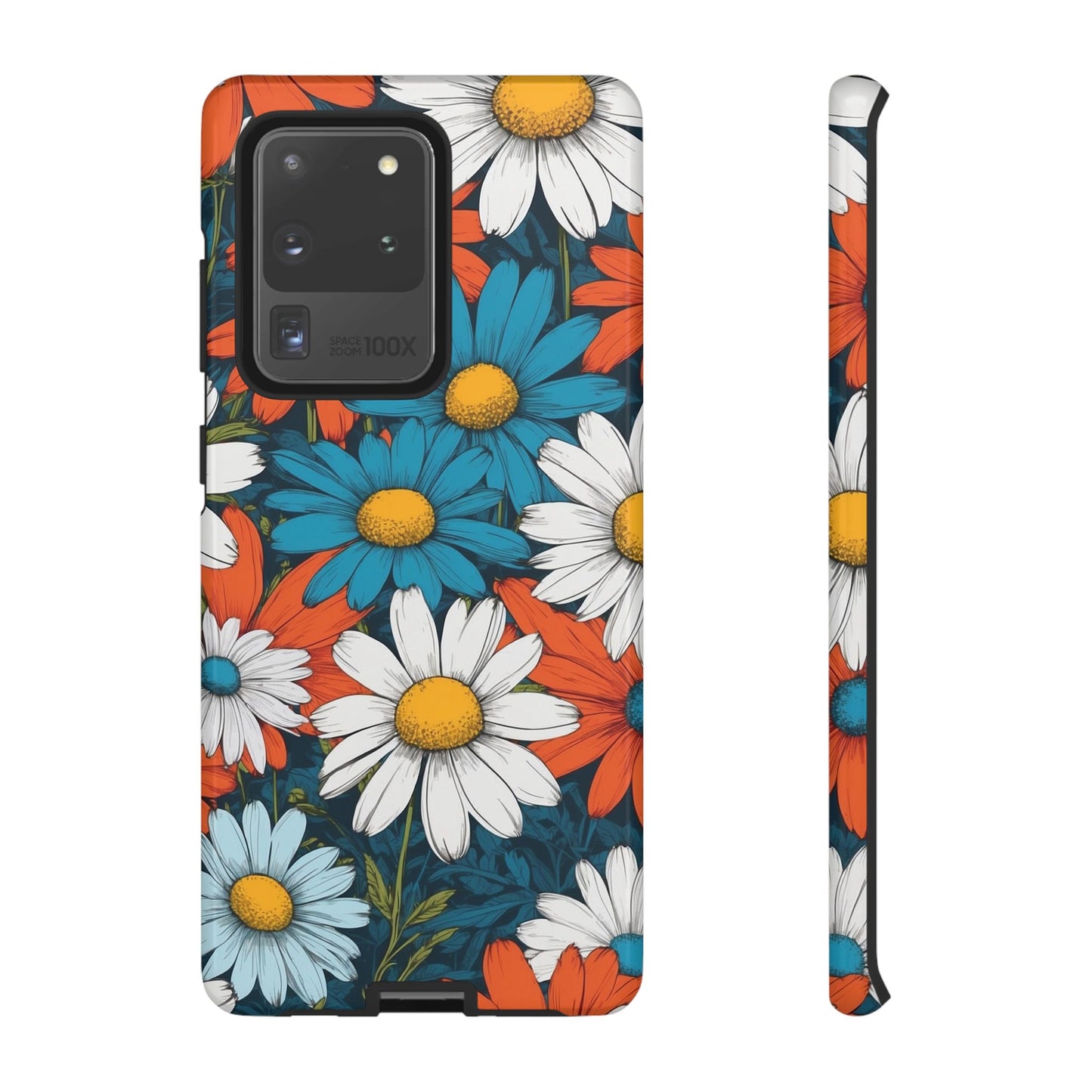 Samsung Galaxy S20 Ultra / Glossy Phone Case - Pop Art Daisies Illustration ’Red & Blue’ Phone Case
